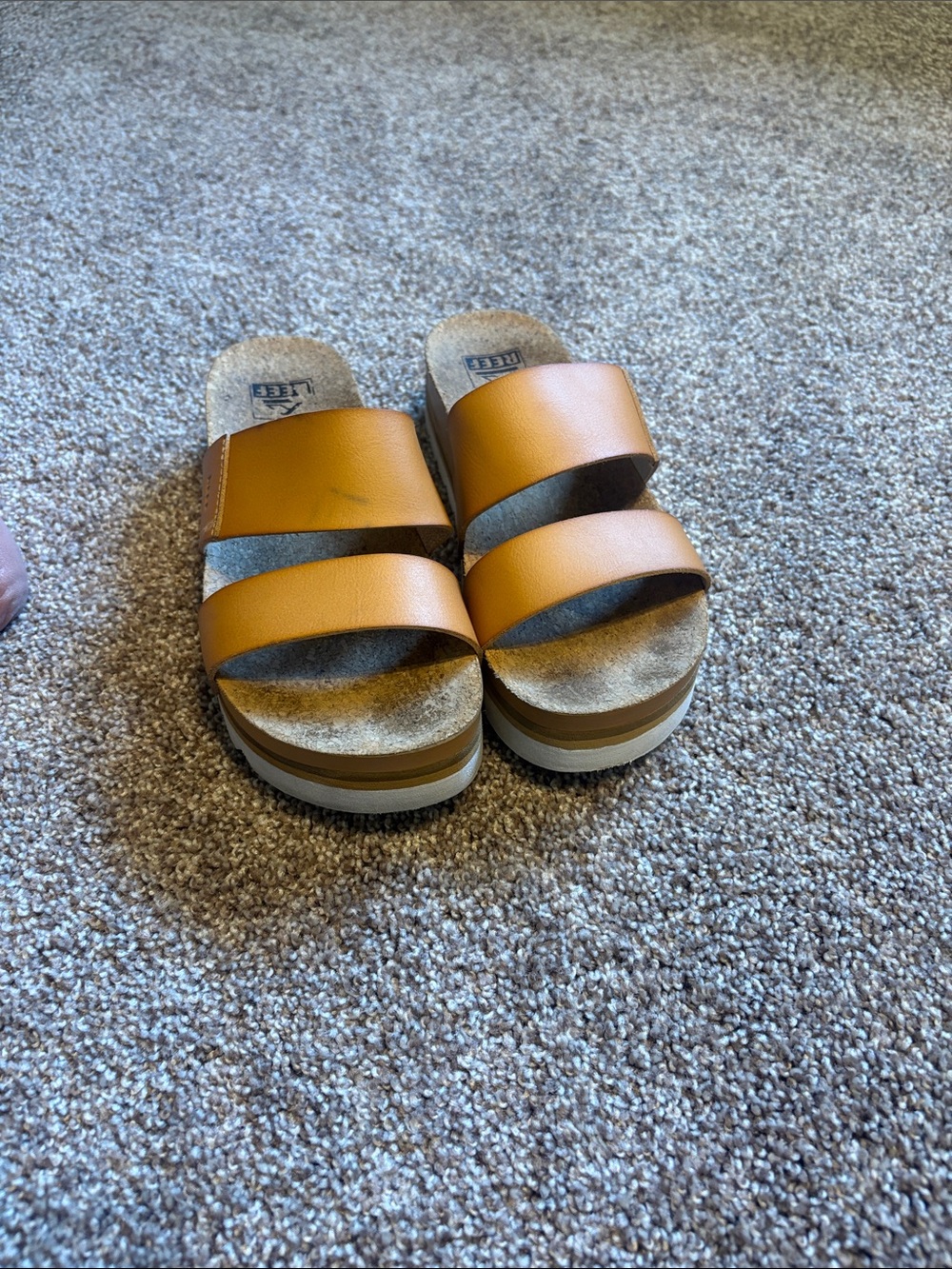 Reef Kids Tan Double Strap Slide Sandals